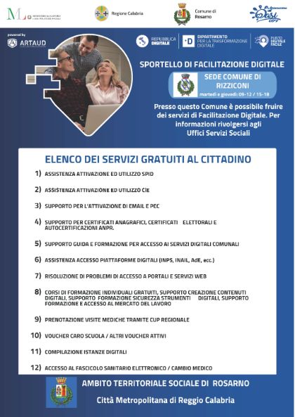 AVVIO SPORTELLO DI FACILITAZIONE DIGITALE IN FAVORE DEI CITTADINI AVVIO SPORTELLO DI FACILITAZIONE DIGITALE IN FAVORE DEI CITTADINI